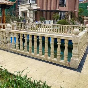 烟台黄金麻花岗岩石材栏杆，扶手，将军柱，花瓶柱