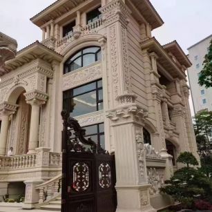 烟台 黄金麻花岗岩别墅外墙干挂效果展示