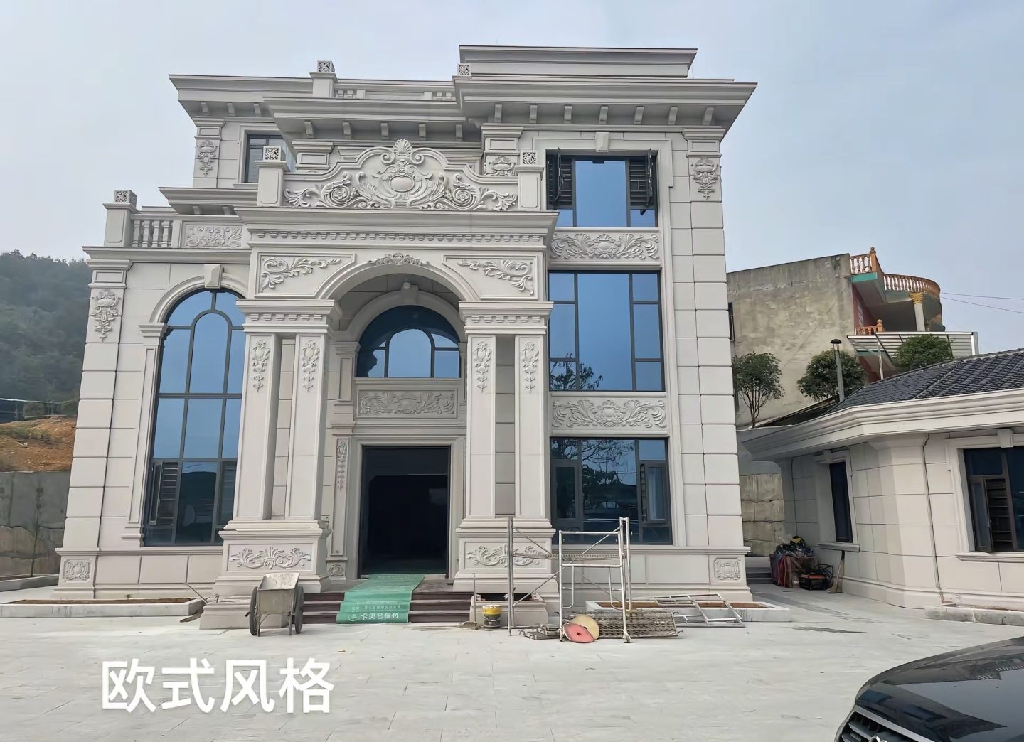 烟台 白麻花岗岩别墅外墙干挂