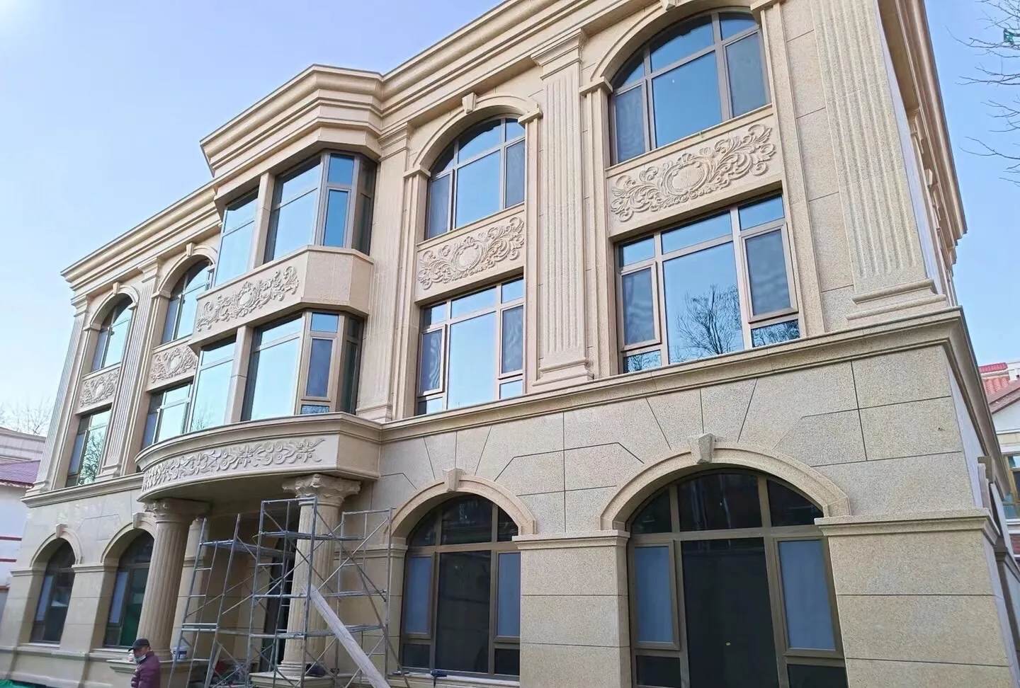 烟台 黄金麻花岗岩别墅外墙干挂