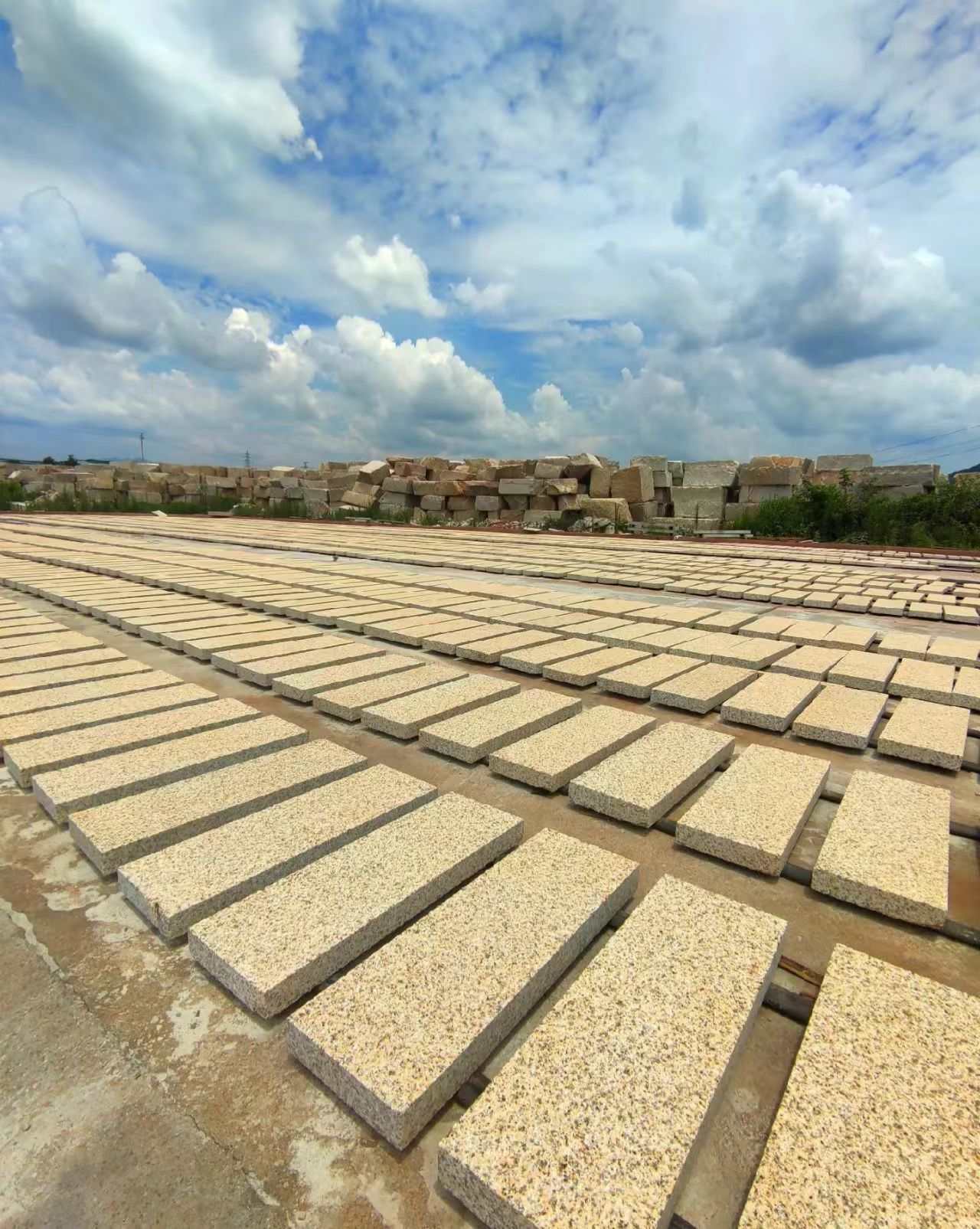 烟台 黄金麻花岗岩荔枝面地铺石防护中